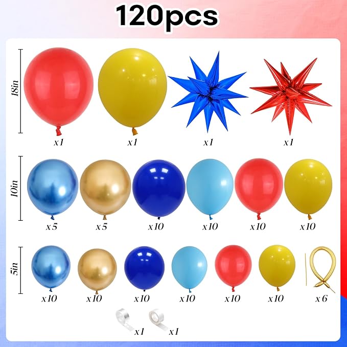 Red Blue Yellow Balloon Arch Kit - Image 2