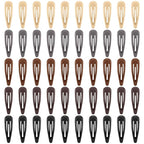 Neutral Shades Glossy Snap Hair Clips by FLAREANN – 50 PCS 2 Inch Non-Slip Metal Hair Barrettes for Women in Beige, Black, Brown, Light Brown & Grey – Minimalist Hair Accessories