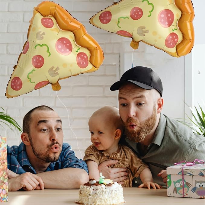 3pcs Pizza Slice Balloons, Self-Sealing Aluminum Foil Party Decorations - Image 3