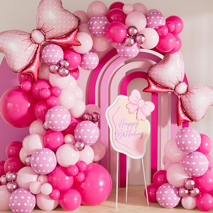 Pink Mouse Balloon Garland Arch Kit, Girls Birthday Decorations | 124 Pcs Hot by Haolongfa