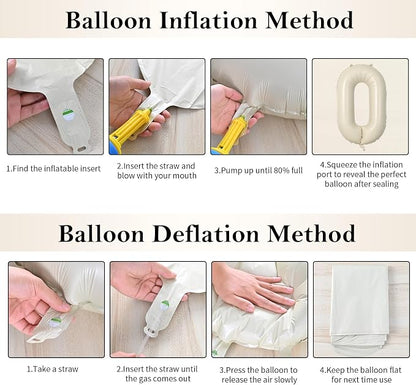 Biapian 40 Inch One Letter Balloons, Big Cream ONE Foil Balloons - Image 4
