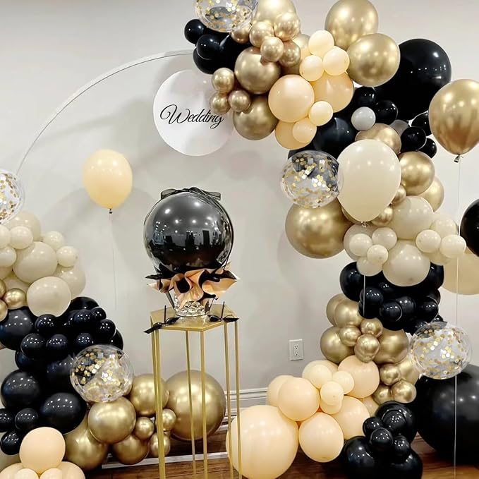 Black Nude White Gold Balloon Garland Arch Kit - Image 4