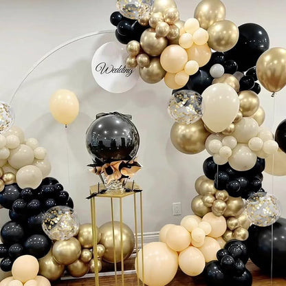 Black Nude White Gold Balloon Garland Arch Kit - Image 4