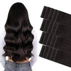 GOO GOO Invisi edge Tape in Hair Extensions Human Hair, 2 Dark Brown 20pcs 24inch 50g, Virgin Human Hair Tape ins, Seamless Injected Tape in Hair Extensions