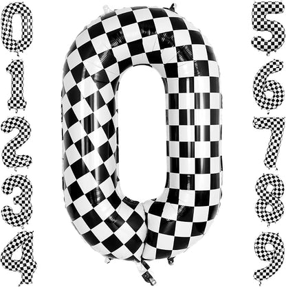 40 Inch Checkered Number 0 Balloon by TNCDJKPA