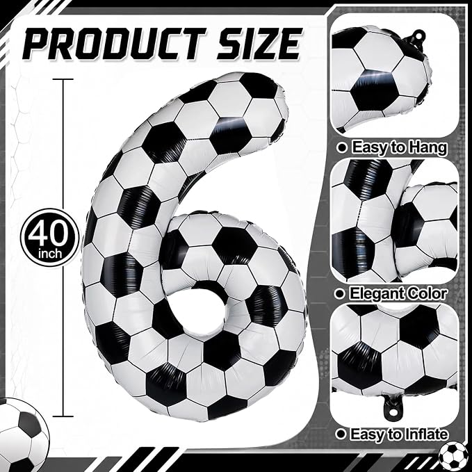 Big Soccer 6 Balloons, 6th Birthday Decorations - Image 2