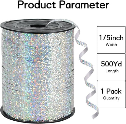 BEISHIDA 500 Yards Silver Ribbon Curling Crimped, Balloon String Shiny Metallic - Image 2