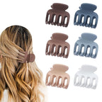 6 Pcs Hair Clips Small Claw Clips for Thin Hair Medium Matte Non-slip Hair Accessories for Women and Girls (Brown Blue)