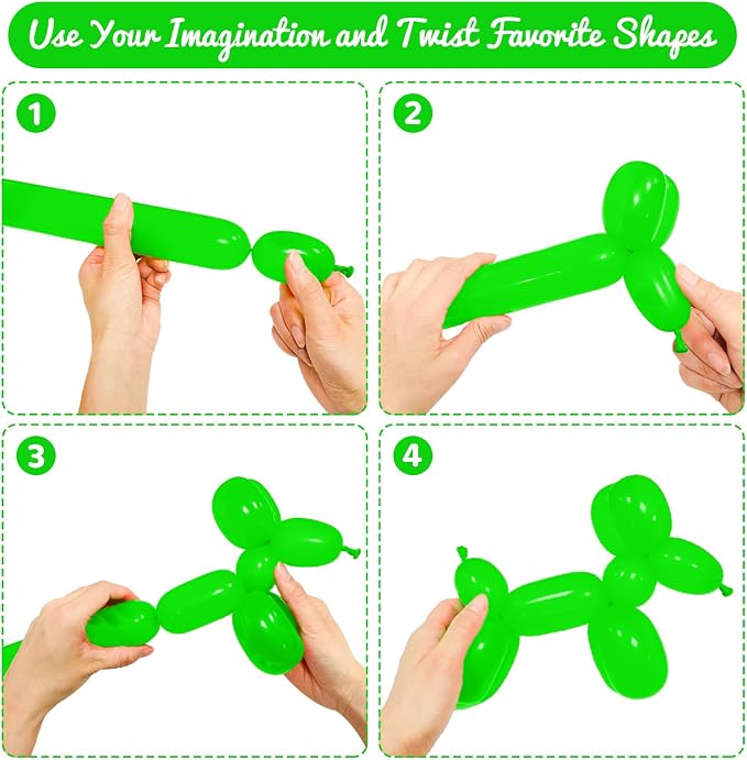 100Pcs Green 260 Balloons, Long Balloon - Image 4