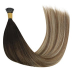 YoungSee I Tip Extensions Brown Balayage 22In Human Hair I Tip Extensions Ombre Dark Brown to Blonde with Brown I Tip Hair Extension Human Hair For Women 50s 50g Cold Fusion Hair Extension