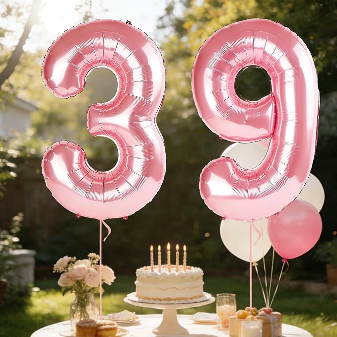 40 Inch Number 39 Balloons for 39th Birthday Party Decorations, 0-100 Jewelry - Image 3