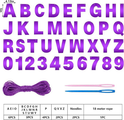 DIY Banner Kit with Letters Bright Purple Customizable Birthday Banners - Image 2