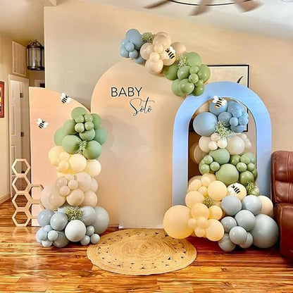 Sage Green Dusty Blue Yellow Balloons - Image 5