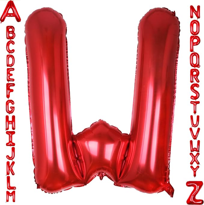 AULE 40 Inch Red W Balloon Letter Foil A-Z Birthday Big Alphabet | Birthday by AULE
