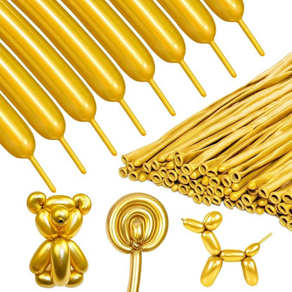 Metallic Gold Long Balloons Premium 260 Twisting Animals Magic Balloons by ZBYDNG