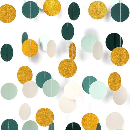 Sage-Green Ivory-Gold Bridal-Shower Decorations Streamers - 52FT Rustic Wedding by LastingSurprise