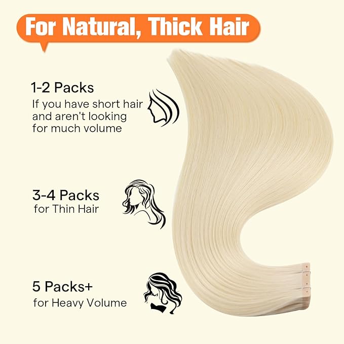 Full Shine Tape in Hair Extensions Invisible Tape Extensions Human Hair Color 60 Bleach Blonde 20PCS 50G 24Inch Tape with Holes for Daily Wear No Glue No Clips Seamless Skin Weft for Women