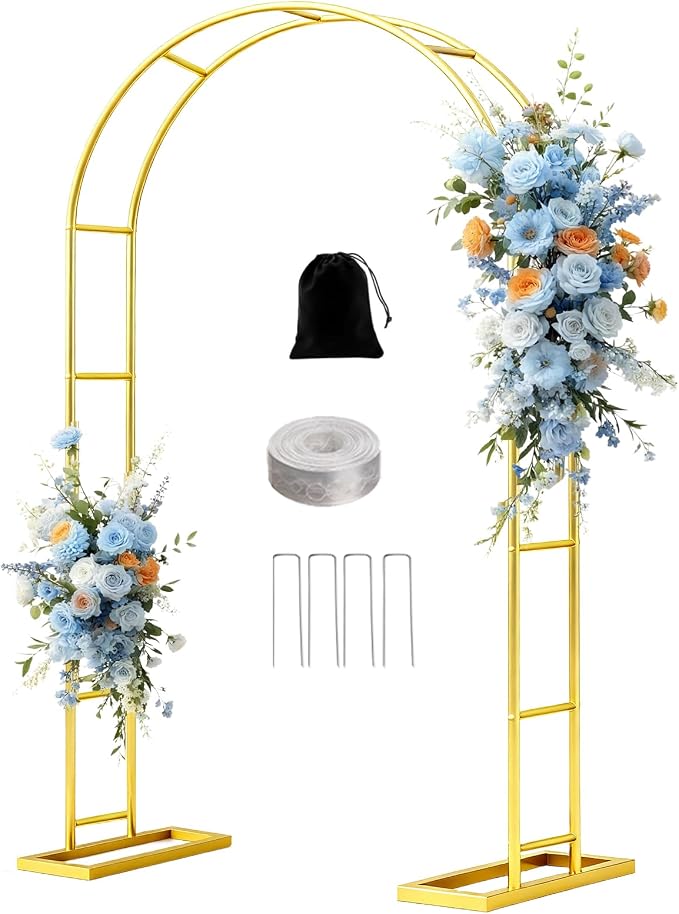 7.2FT Metal Wedding Arch Backdrop Stand Gold Arbor Frame by Nisoger