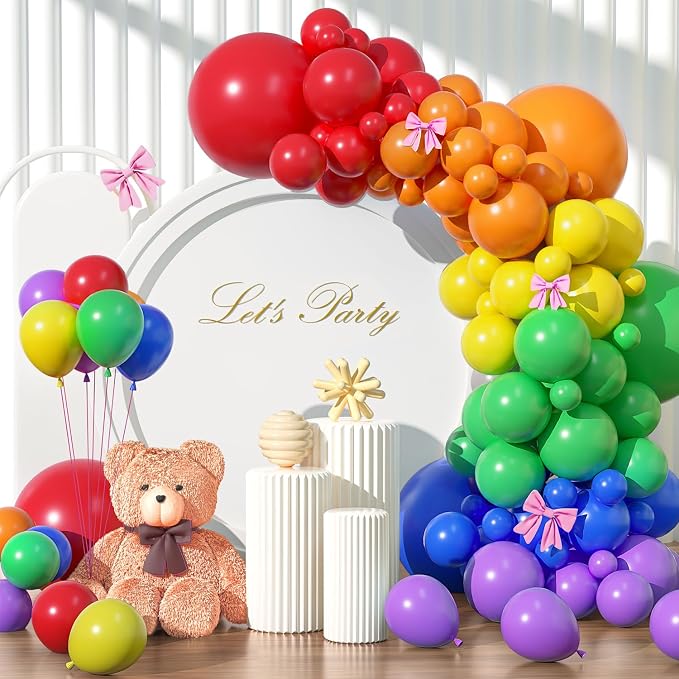 Colorful Balloons Different Sizes 135pcs 18 12 10 5 Inch Rainbow Balloons Arch by YISHEBAPA