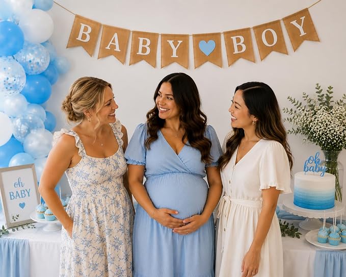 “Baby Boy” Burlap Banner – 5" x 7" Pre-Assembled Jute Flags - Image 9