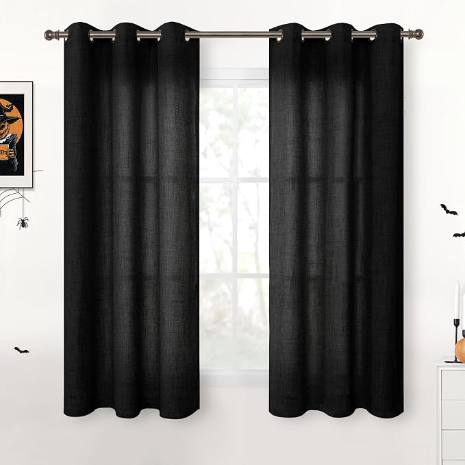 YoungsTex Black Linen Curtains 54 Inch Length by YoungsTex