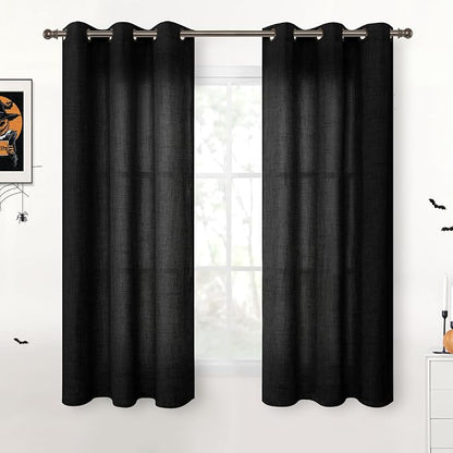 YoungsTex Black Linen Curtains 54 Inch Length by YoungsTex
