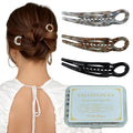 3 Pack Prestige Hair Pins for Women, 4.5" Large French Hair Pins for Thin & Thick Hair, Curved Anti-Slip Design for Better Hold, Perfect Holiday Gift for Her