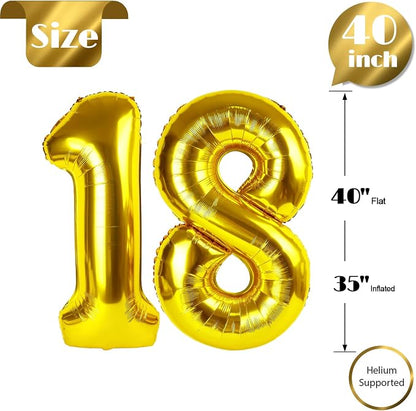 Gold Number 18 Balloon 40 Inch - Image 5