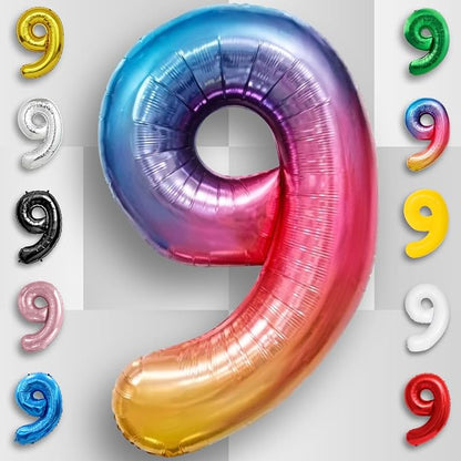 Rainbow Number Balloons 9 Mylar Foil 40 Inch - Image 4