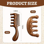 Wooden Scalp Massager Comb, Wide Tooth Comb, Scalp Massager Hair Growth with Scalp Massager and Wooden Scalp Massager Tool（Random shipment）