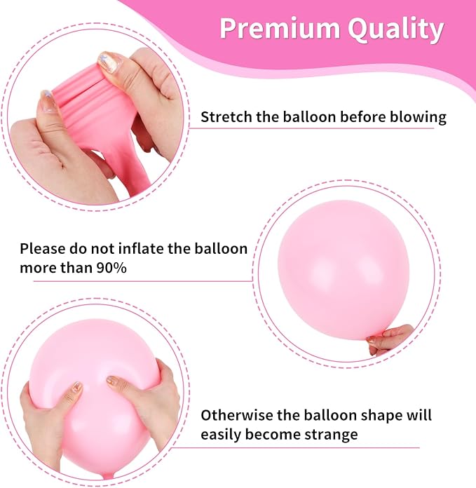 RUBFAC Pink Balloons Set, Metallic Pearl Pastel Light Pink Party Balloons 12 - Image 3