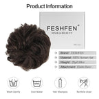 FESHFEN Human Messy Buns - 100% Human Hair Bun Real Scrunchies Hair Pieces Ponytail Extensions Wavy Tousled Updo Chignon Hairpieces for Women, Brown
