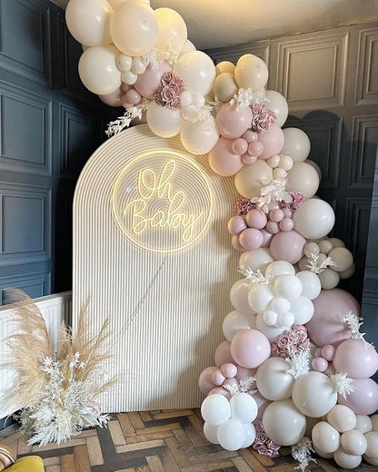 Dusty Pink Sand White Ballloons Arch Kit, Party Decor | Light Retro Pink Beige - Image 6