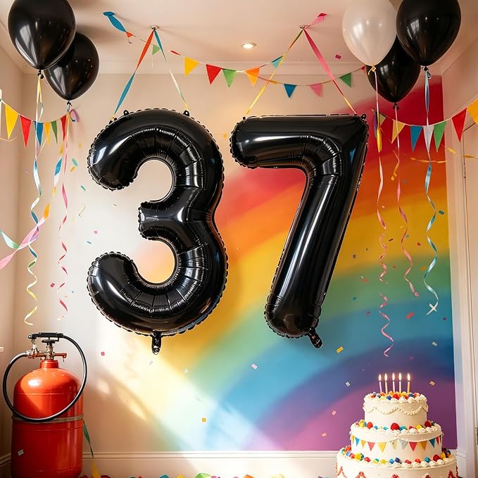 10 Pcs Number Balloons 32 Inch Black 0-9 Number Mylar Foil Balloons Black - Image 7