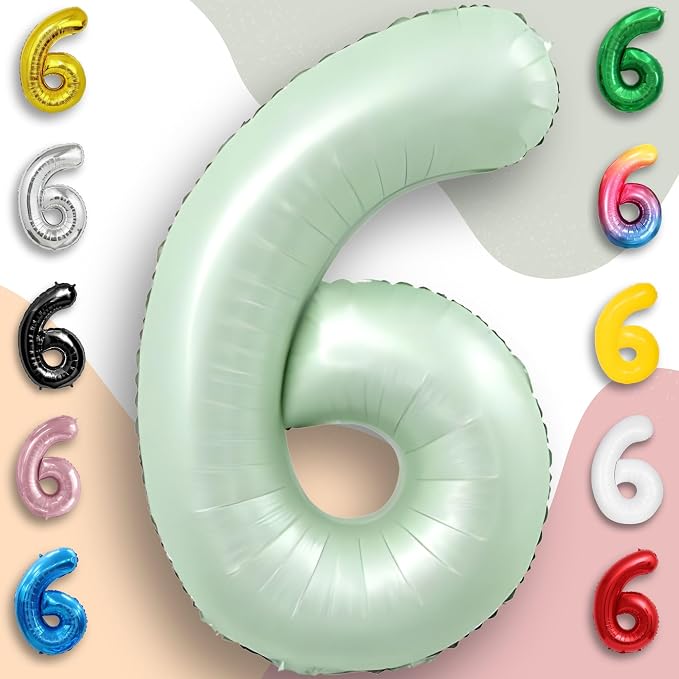Green Number Balloon 6 Mylar Foil Balloons 32 inch - Image 4