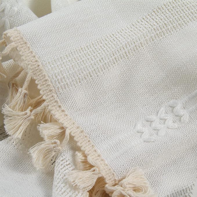 Boho Curtains Embroidery Linen Curtains 108 Inches Long 2 Pannels - Image 7