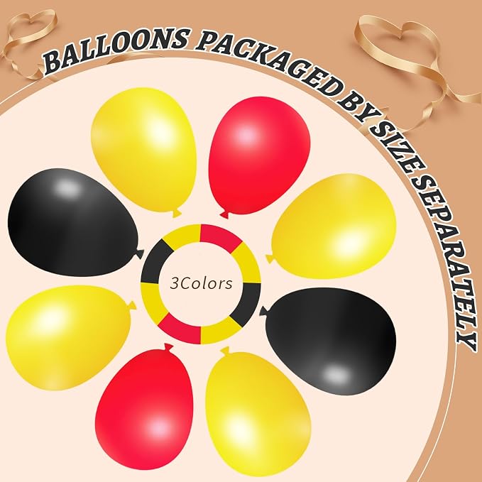 412Pcs Red Yellow Black Balloon Garland Arch Kit, 18 12 10 5 Different Sizes - Image 4