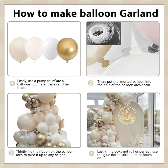 White and Gold Balloon Arch Kit - Image 6