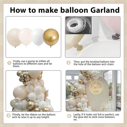 White and Gold Balloon Arch Kit - Image 6