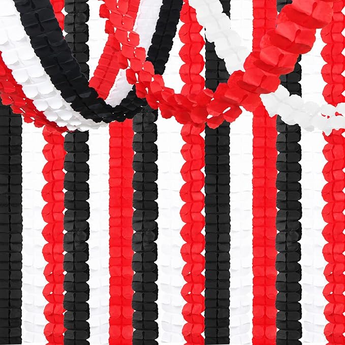 Black White-Red Party-Decorations Streamers Garland - 157Ft Graduation by Hugtmr