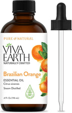 Brazilian Orange Essential Oil – Pure and Natural Orange Citrus Aroma for Diffusers, Aromatherapy, Hair and Scalp Care, Skin Care, Massage Oils, Soap and Candle Making – with Dropper, 4 Oz