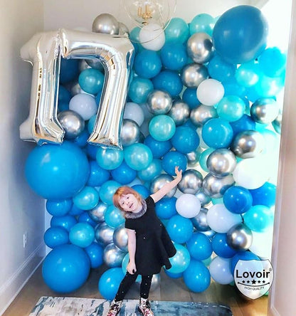 Silver 17 Number Balloons, 40 Inch Giant Number 17 Balloons Foil Mylar Helium - Image 4