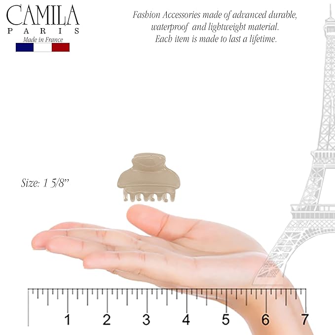 Camila Paris CP3555 French Hair Clip for Women, Small, Nude 1.5 Inch Girls Hair Claw Clips Jaw Fashion Durable Styling Hair Accessories for Women, Strong Hold No Slip Grip, Made in France