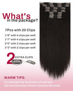 Moresoo Brown Hair Extensions Clip ins Real Human Hair Double Weft Clip on Hair Extensions Human Hair Dark Brown Inivisible Thick Brown #2 7pcs/150g 22inch