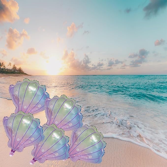 Sea Shells Balloons Multi-color Sea Shells Foil Mylar Balloon - Image 3