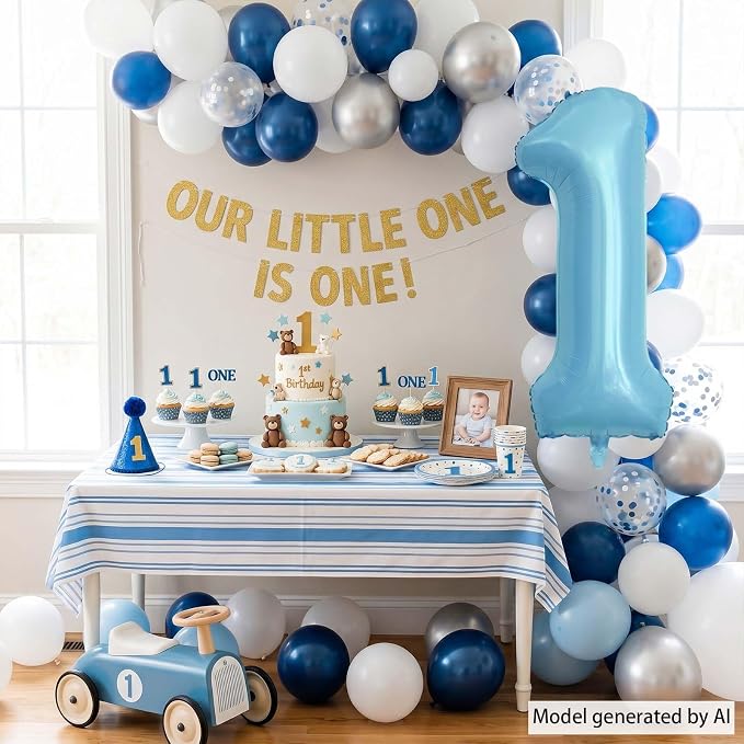 Pearlescent Blue Number 1 Balloon 40 Inch, Shiny Foil - Image 7
