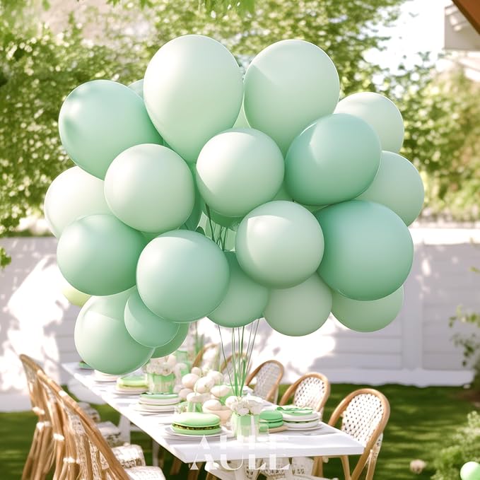 AULE 50Pcs Latex 12 Inch Mint Green Balloons Pastel Green | Helium Party Happy - Image 5