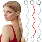 3 Packs Ponytail Holders Hair Ties for Women, Spiral Pony Tails Elastic Braided Hair Holders for Gym Swimming Sports (3pcs25"colorful28)