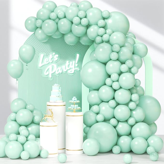 Awenztech 122pcs Mint Green Balloons, 18 12 10 5 inch Mint Green Latex Balloons by Awenztech