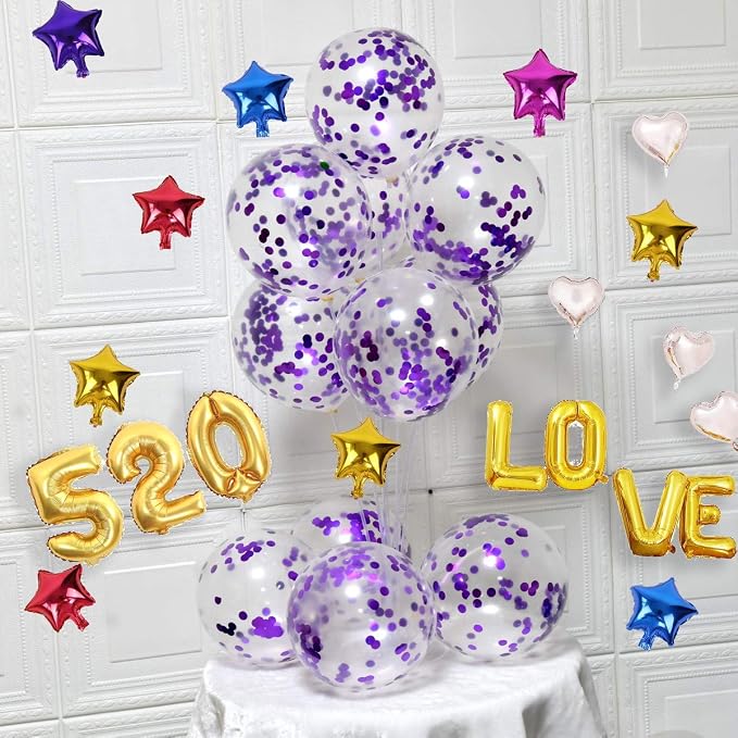 Purple Confetti Balloons, Unisex-Adults & Kids - Image 3